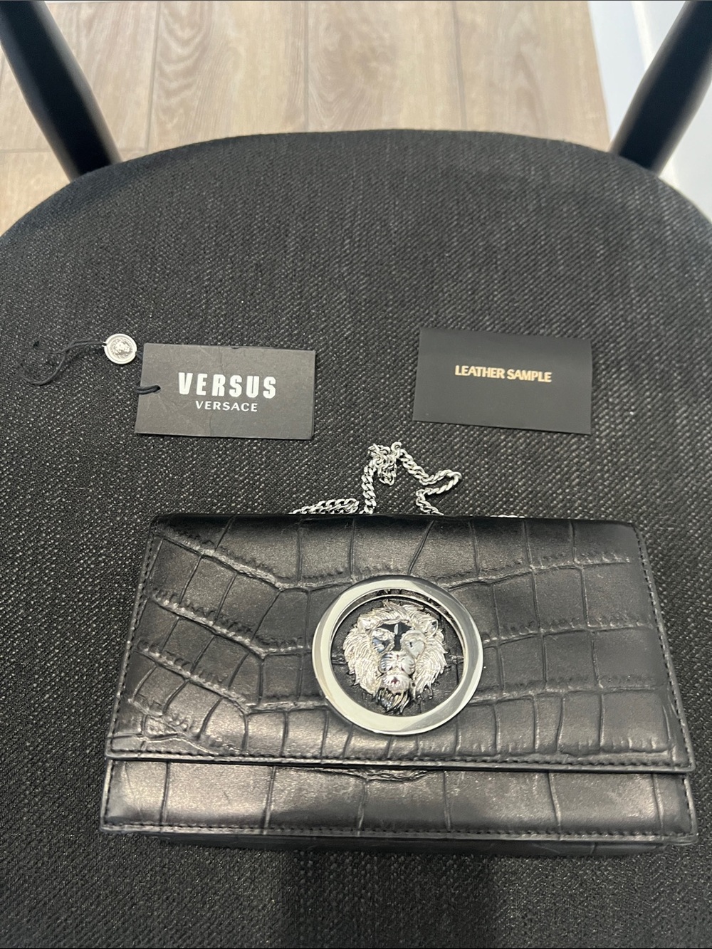 Versus Versace Black Croc-Embossed Bag